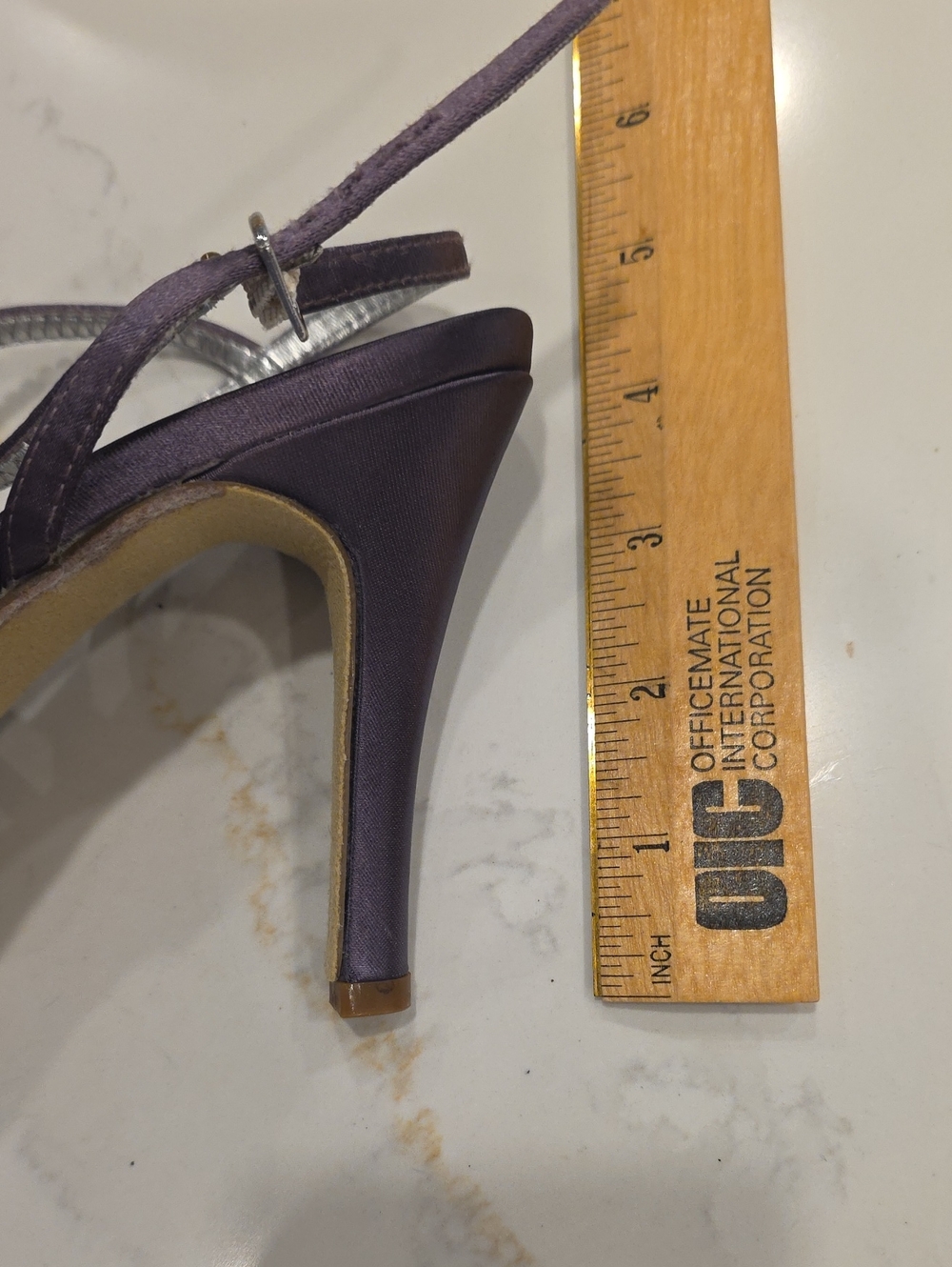 Women's Purple Lavendar Satin Strappy Evening Sandals with Rhinestone Trim - Picture 3 of 7